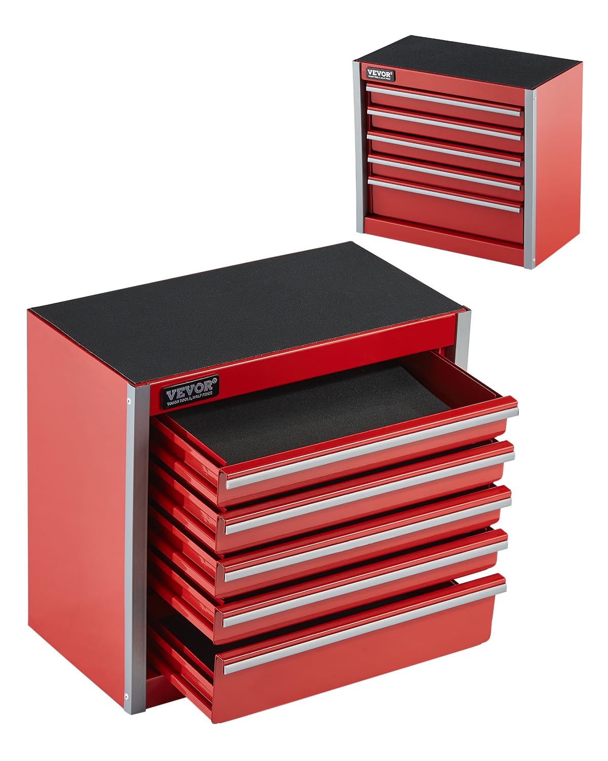 Caja De Herramientas Vevor Metal Portátil De 22 Cm Con 5 Cajones, Color Rojo