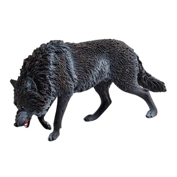 Mini Estatuilla De Lobo Artesanal, Juguetes De Animales En Miniatura Para Niños, Niñas, Niños, Negro