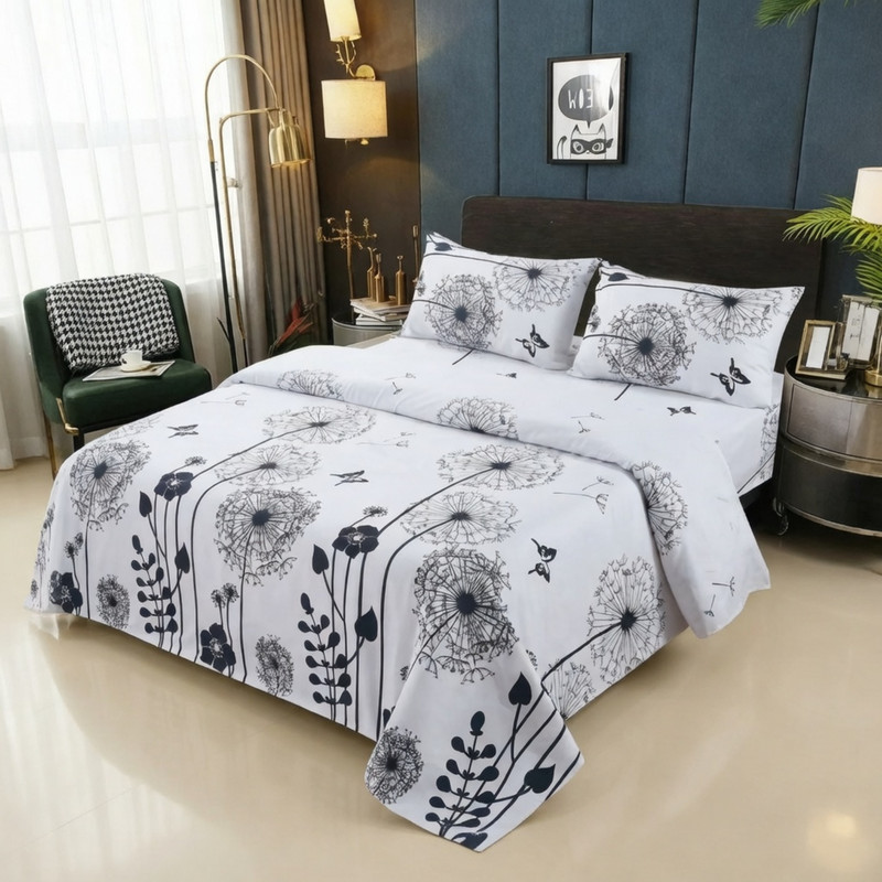 Juego De Sabanas 100% Algodón De 1.5 Plazas + 1 Funda Para Almohada 50X70Cm