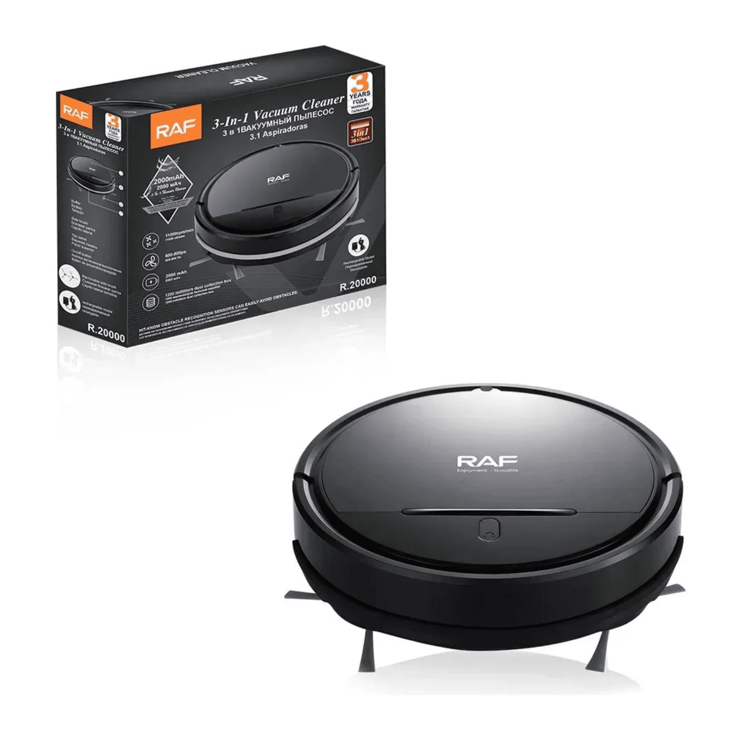 Genérico - Aspiradora Robot 3 En 1 Raf Aspiradora Robot R.20000 Negro