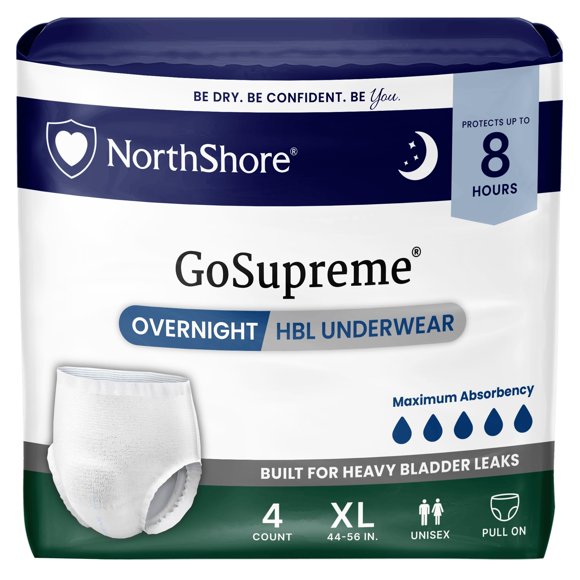 NorthShore GoSupreme XL - Pack de 4 ropa interior desechable para incontinencia