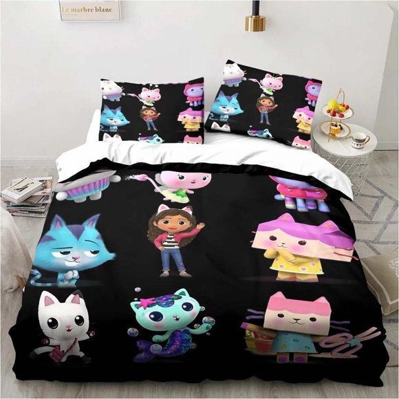 digital print Cartoon Gabby's Dollhouse Duvet Quilt Set Bedding 3-Piece Bedding Set