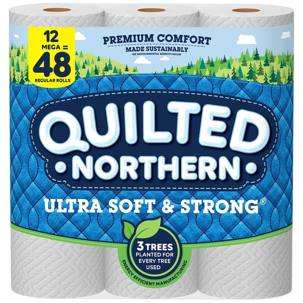 Papel Higiénico Quilted Northern Ultra Suave y Fuerte, 12 Rollos Mega = 48 Rollos Normales, 2 Capas