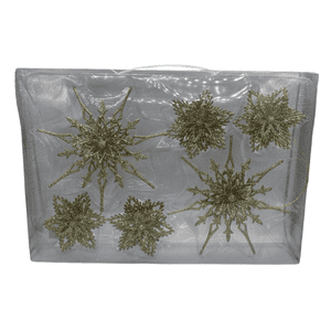 Genérico - Set 6 Copos / Flores De Nieve Adornos De Navidad Brillantes Adorno Árbol Dorado