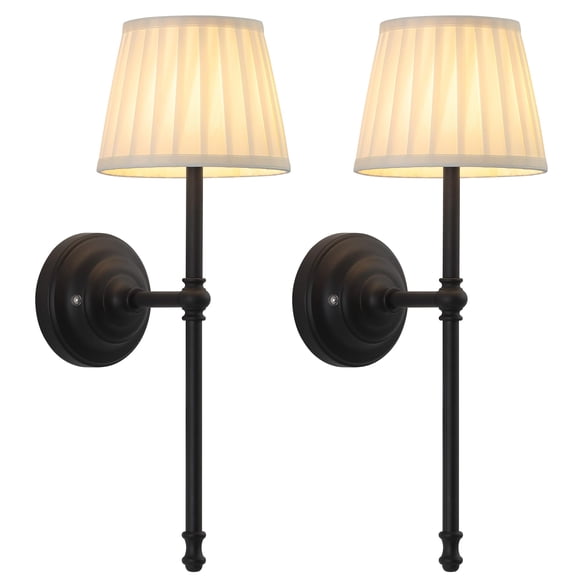 Apliques de pared KDG inalámbricos, juego de 2, LED con pantalla de tela beige