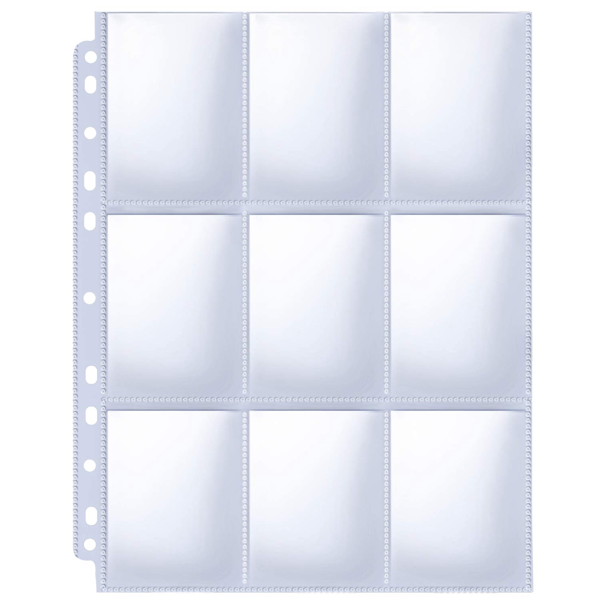 Fundas Para Páginas De Álbum Para Cartas Coleccionables Herkka, 9 Bolsillos, Paquete De 100, 11 Perforaciones