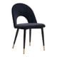 thumbnail image 1 of Silla de comedor Zuo Menlo de tela de terciopelo negro con pata de acero, 1 of 9