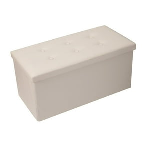 Sohogar - Baúl Otomano Plegable De Ecocuero Crema