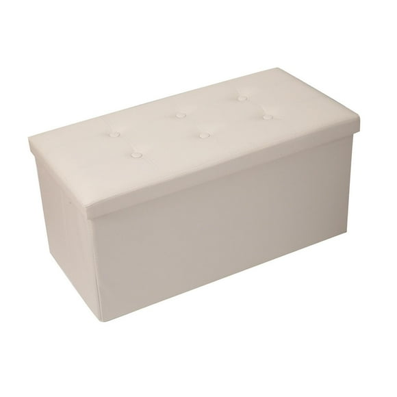 Baúl otomano plegable de ecocuero crema