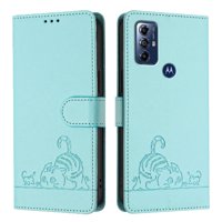 Funda Tipo Cartera Foxdock Para Motorola Moto G Play 2023 Con Soporte, Ranuras, Rfid, Diseño De Gato