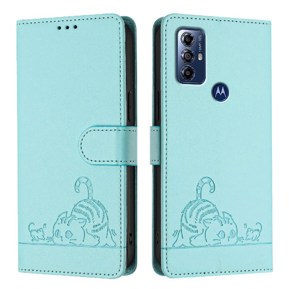 Funda Tipo Cartera Foxdock Para Motorola Moto G Play 2023 Con Soporte, Ranuras, Rfid, Diseño De Gato