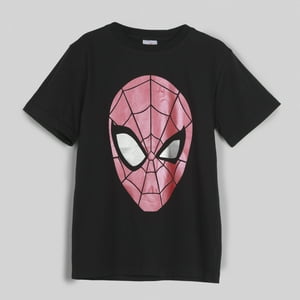 Polera Manga Corta Niño Spiderman Negro Marvel
