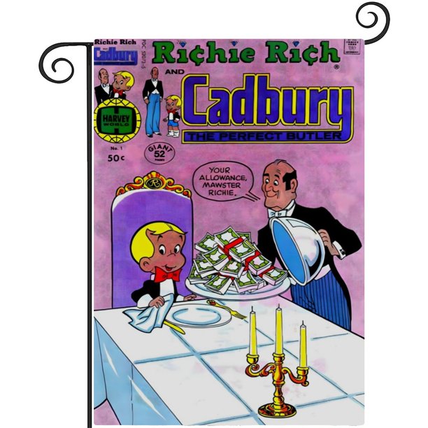 Richie Rich-bandera de jardín temática. Regalo perfecto para fans, amigos y familiares, ideal para actividades al aire libre y decoración de fiestas.28CM*45CM