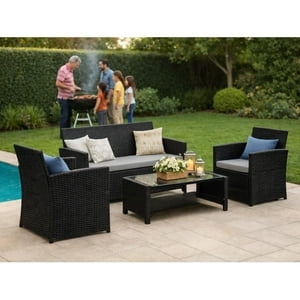 Velazio - Juego De Living Terraza 4 Personas Honolulu Gris