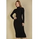 thumbnail image 1 of Vestido Midi Ajustado de Manga Larga con Cuello Alto y Canalé, 1 of 5