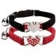 thumbnail image 1 of Collar ajustable para gatos de terciopelo suave rosa con dije de corazón de cristal y cascabeles de 8 a 11 pulgadas (negro y rojo), 1 of 7