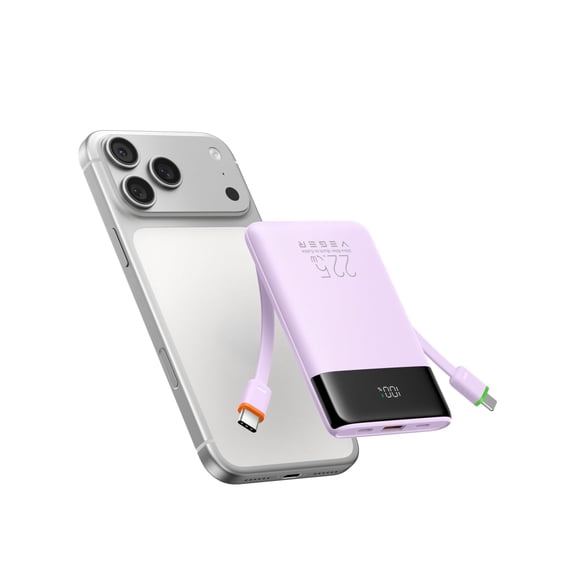 Power Bank VEGER 10000 mAh 22,5 W con cables integrados