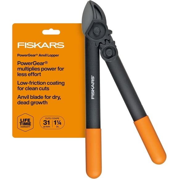 Fiskars 15 PowerGear Garden Anvil Loppers, Tree Trimmer, 1