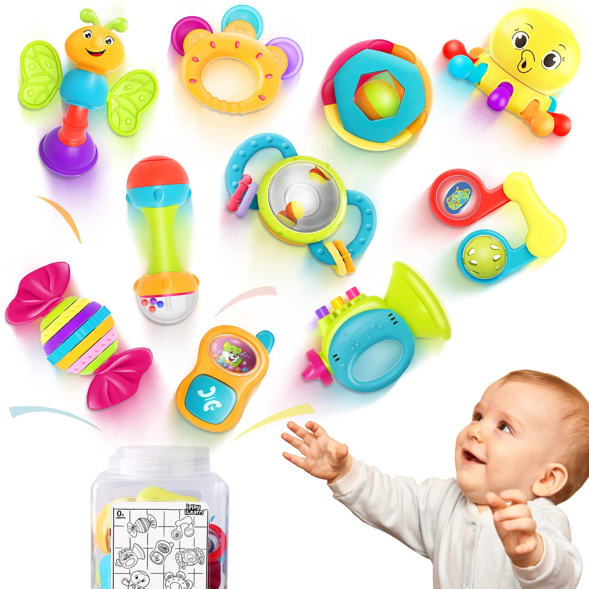 Iplay, Ilearn - Set De Juguetes Baby Rattles Iplay Ilearn Infant Grab N Shake
