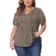 thumbnail image 1 of Agnes Orinda Blusas de Verano Casual de Manga Corta con Cuello en V y Estampado Floral para Mujer de Talla Grande 1X Marrón, 1 of 8