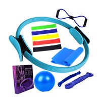 Ioensy - 12 Piezas Pilates Ring Circle And Ball Kit Correa De Estiramiento Portátil Para El Entrenamiento Azul