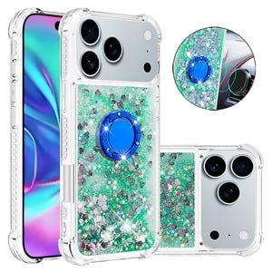 Foxdock Funda Glitter Líquida Para Iphone 17 Pro Con Anillo Brillante, Tpu Antichoques Y Esquinas Reforzadas, Soporte