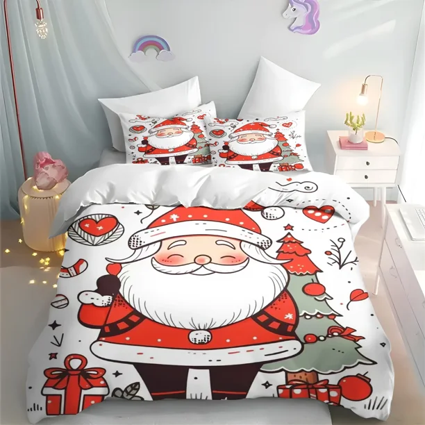 Merry Christmas Quilt Cover Cartoon Duvet Printed comforter 100% Polyester Bedding children Gift Various s Bed Sheets