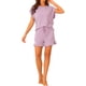 thumbnail image 2 of INSPIRE CHIC Conjunto de pijama de mujer con hombros caídos, conjunto de salón de manga corta suave con bolsillos y cordón ajustable para primavera verano XL rosa, 2 of 5