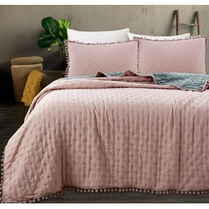 Todo Hogar Santiago De Chile - Cubrecama Pompom Color Rosado 1.5 Plaza