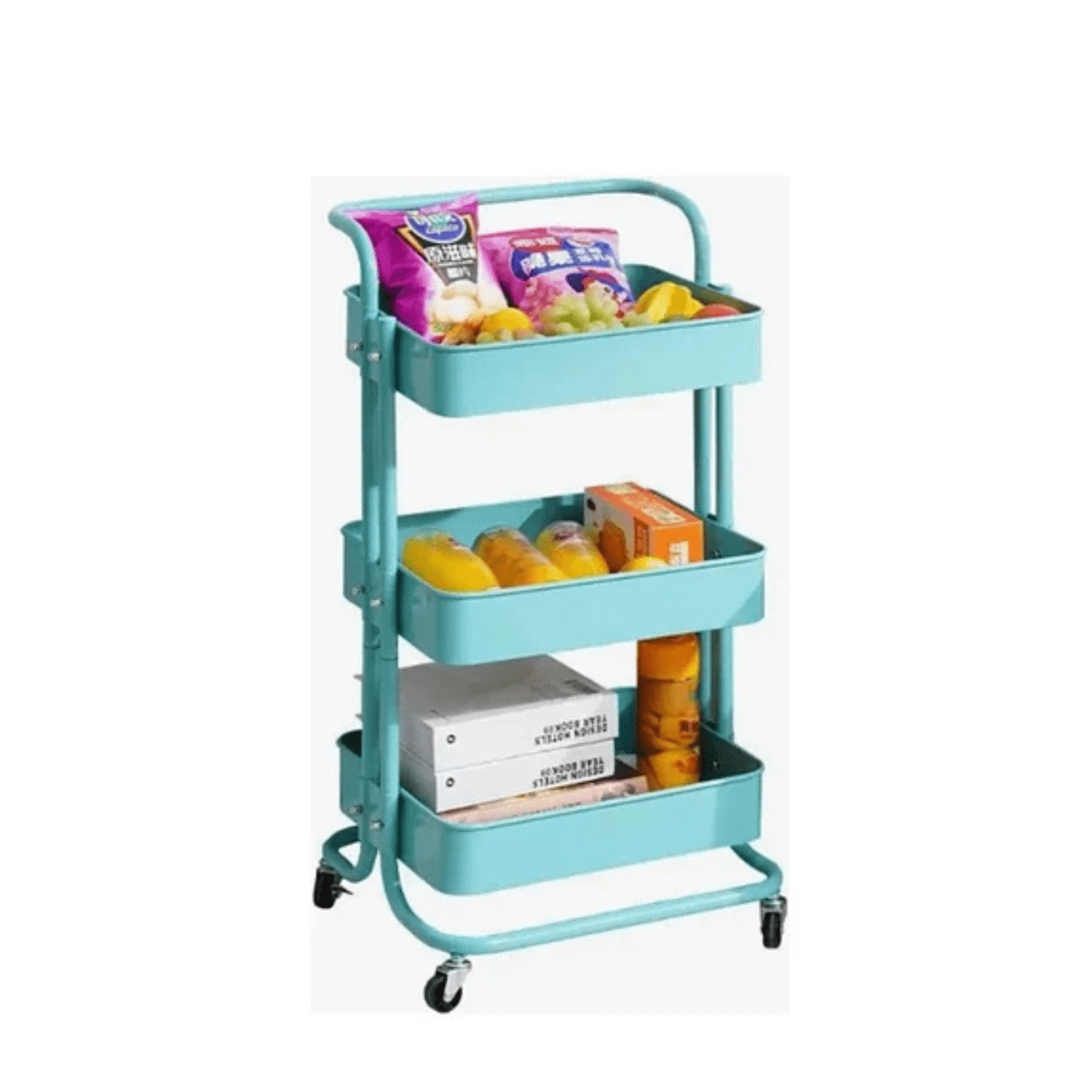 Genérico - Carro Organizador Mueble Estante De Almacenamiento 3 Niveles Celeste