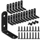 thumbnail image 1 of Soportes de esquina negros en forma de L de acero inoxidable, paquete de 18, 1 of 6