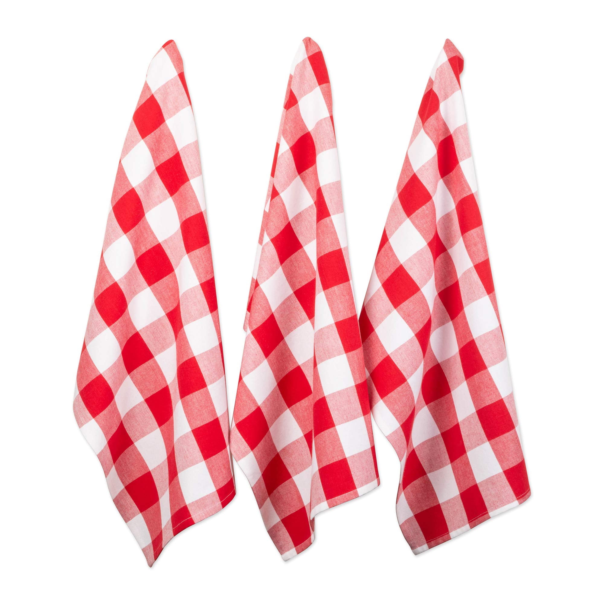Juego De 3 Paños De Cocina Dii Con Diseño De Cuadros Buffalo Rojo Y Blanco 51x76 Cm