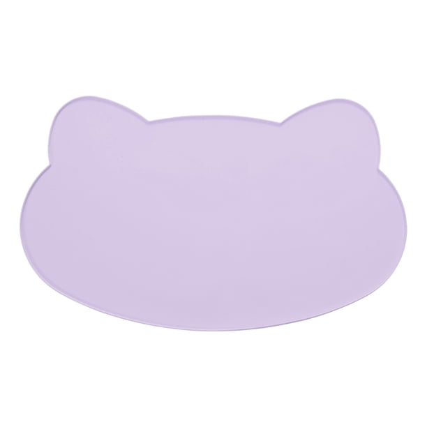 Uxcell Alfombrilla para Comida de Gato, 17x10 Pulgadas Alfombrilla de Alimentación para Mascotas de Silicona Antideslizante con Forma de Gato Impermeable (Púrpura)