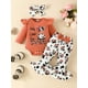 thumbnail image 5 of Cute Cow Print Outfit - Long Sleeve Flutter Sleeve Infant Romper + Bowknot Flared Trousers + Headband Baby Girls 3pcs Set, 5 of 5
