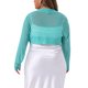 thumbnail image 3 of Agnes Orinda Women's Plus Size School College Manga Larga Abierta Frontal Transparente Malla Bolero Chaqueta Corta Cardigans 4X Cian, 3 of 6