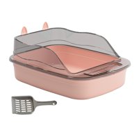 Magideal - Caja De Arena Abierta Para Gatitos, Inodoro A Prueba De Salpicaduras, Lados Altos, Orinal Grande Con Forma De Dibujos Animados, 50X34X18Cm, Cuenco Par Rosa