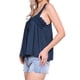 thumbnail image 4 of INSPIRE CHIC Camiseta de Mujer para Regreso a Clases con Panel de Encaje, Cuello Cuadrado, Estilo Suelto, Color Azul Oscuro, Talla XS, 4 of 6