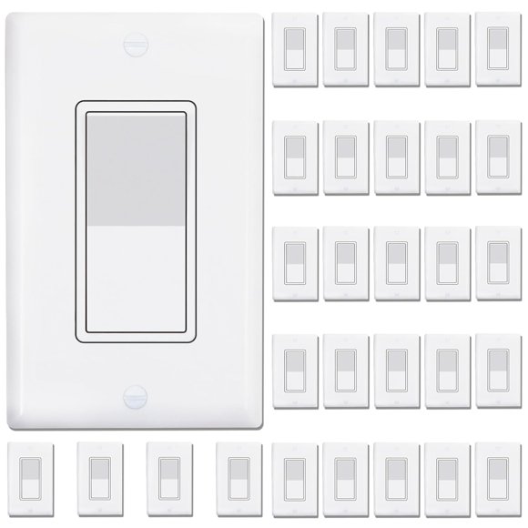 Interruptor de luz ThUnderway Decorator Paddle Rocker de 3 vías, 15 A