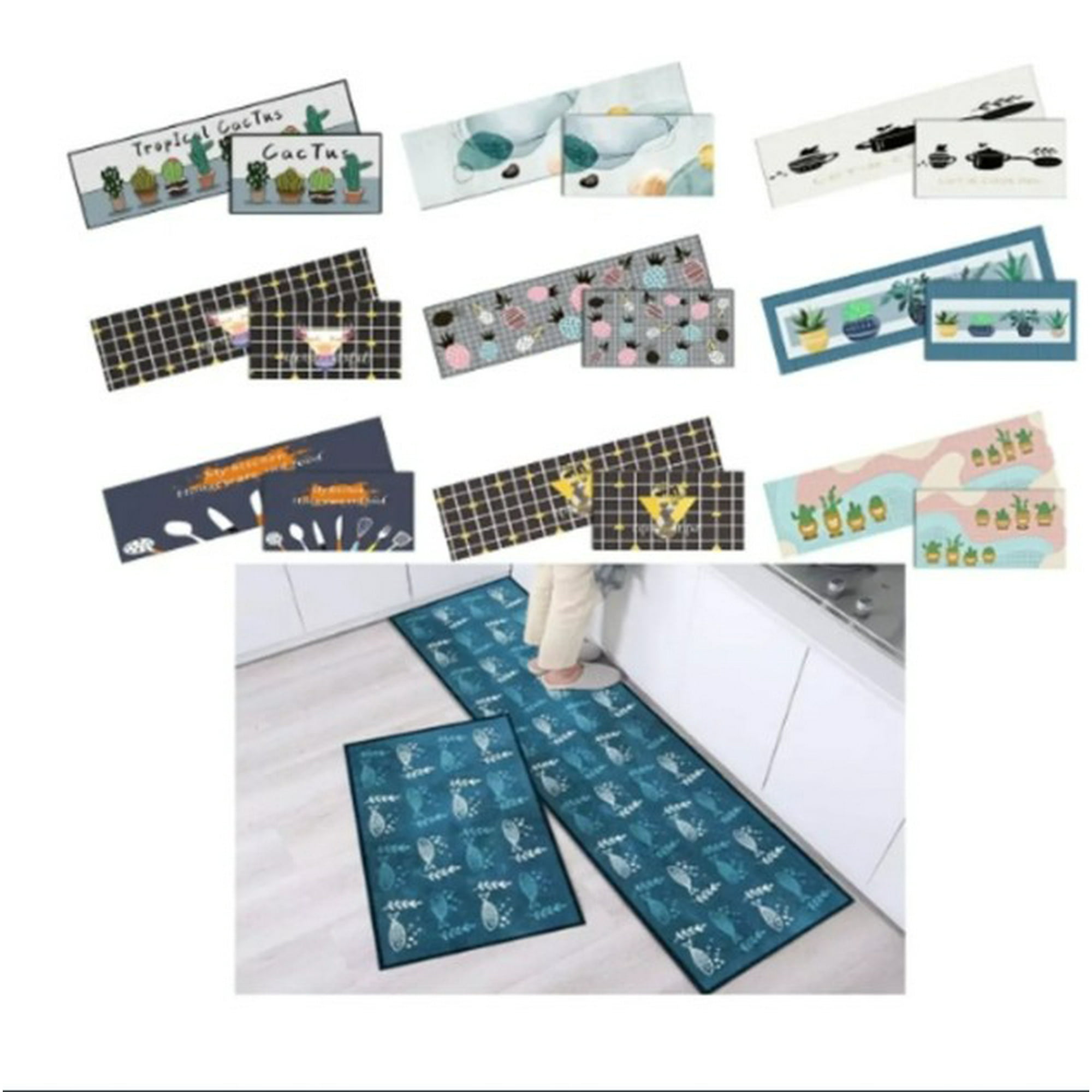 Genérico - Limpiapies Diseño Surtidos 2 Piezas 50x80cm / 50x150cm