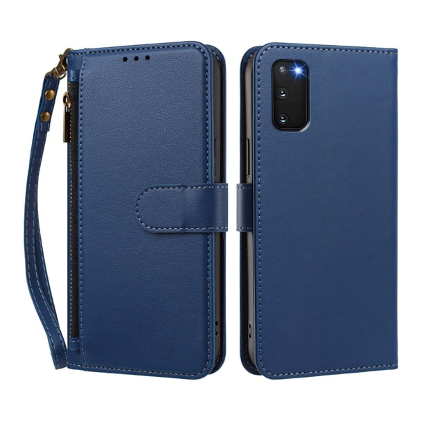 Funda Tipo Billetera para samsung galaxy S20 FE con Soporte y Bolsillo con Cierre Azul profundo