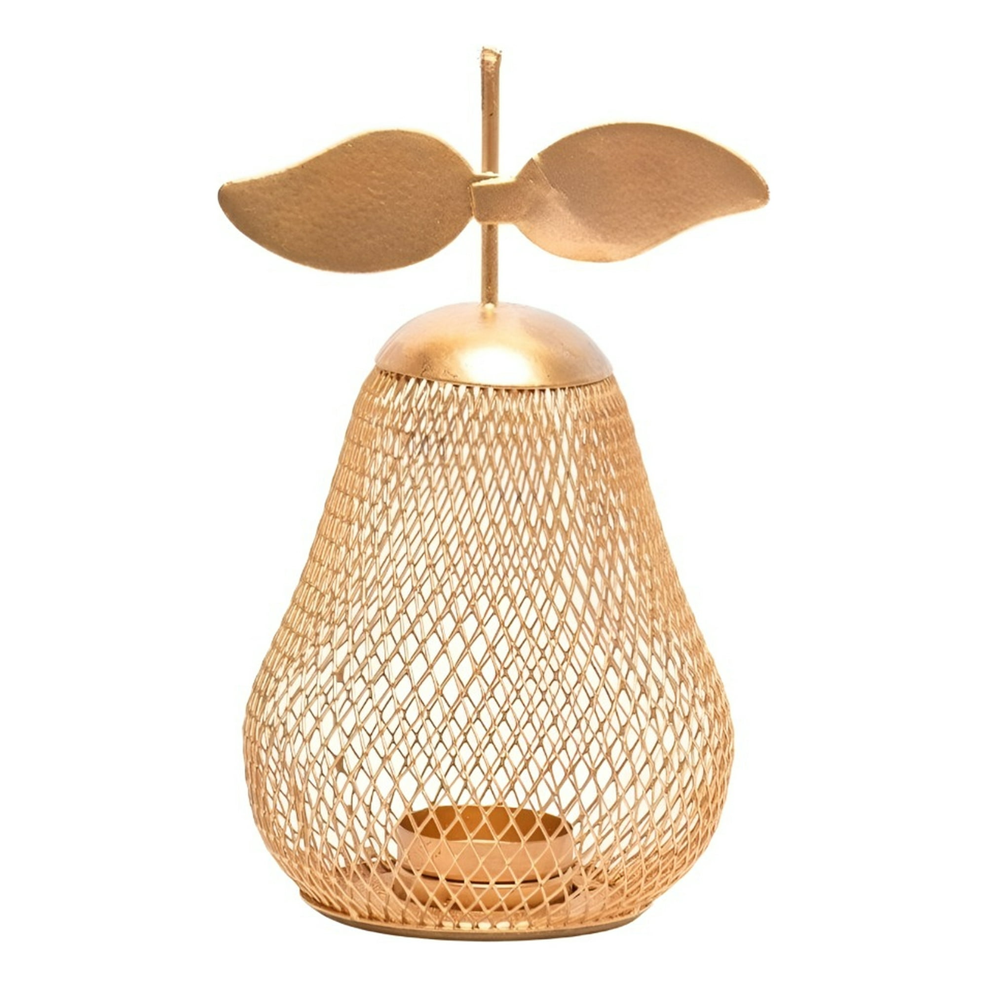 Genérico - Candelabro Portavelas Pera Dorada Decorativo Farol 21cm Jhn