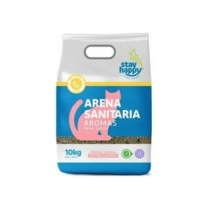 Stay Happy - Arena Ultra Aglutinante Para Gatos 10Kg Control Olores Aroma Limón