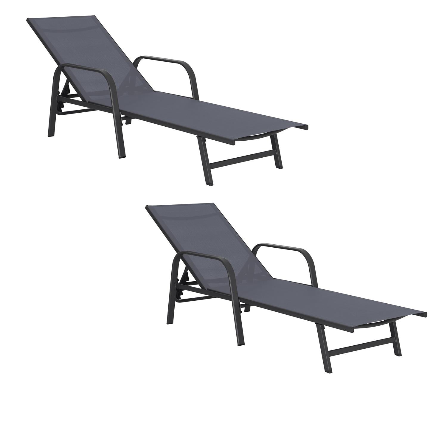 Juego De Reposeras Acero Gris Oscuro X2 Midtown Gris Oscuro