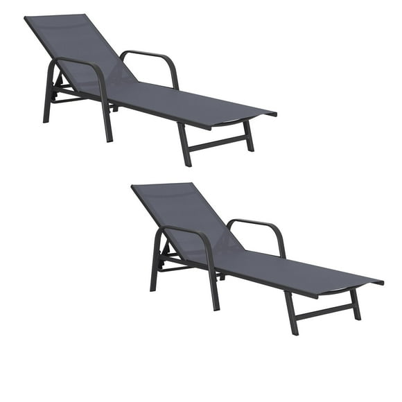 Juego de Reposeras Acero Gris Oscuro X2 Midtown