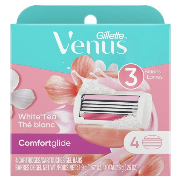 4 recambios de té blanco ComfortGlide de Razor Blades Gillette Venus