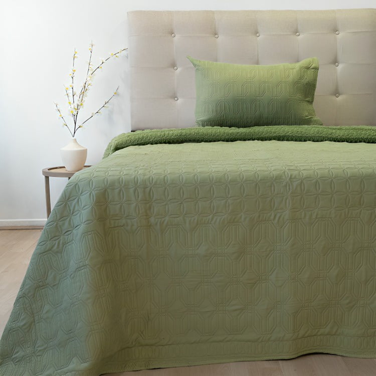 Quilt Hotpress Viena Con Sherpa 1.5 Plazas / Verde Oliva – Doral