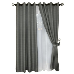 Mallorca - Set De Cortinas Rústica Con Argollas 8 Piezas Gris