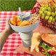 thumbnail image 5 of Tazón de silicona para refrigerios, bandeja de 40 oz, reutilizable, accesorios para vasos, recipiente para refrigerios, recipiente para papas fritas, dulces y frutas en el patio del teatro (naranja), 5 of 6