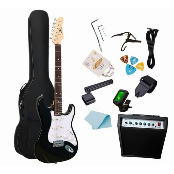 Pack Combo Guitarra Electrica Con Amplificador Y Accesorios - Color Negro