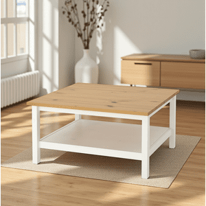 Arca Muebles - Mesa De Centro De Madera Modelo Clásica 40X40X55 Color Madera Natural